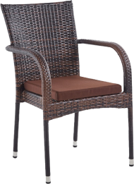 Кресло обеденное МИЛАН коричневое из искусственного ротанга