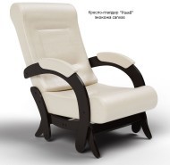 Кресло качалка глайдер ROMB (Ромб) экокожа коричневого и молочного цвета