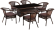 Обеденная группа РУАРДИН на 6 персон со столом 150х90 коричневая из искусственного ротанга