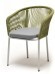Марсель стул плетеный из роупа, каркас алюминий светло-серый (RAL7035) шагрень, роуп салатовый меланж круглый, ткань светло-серая