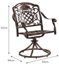 Кресло обеденное GUERLAIN (Гуерлайн) вращающееся цвет бронза из литого алюминия