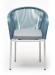 Лион стул плетеный из роупа, каркас из стали светло-серый (RAL7035) шагрень, роуп бирюзовый круглый, ткань светло-серая